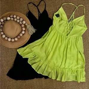 Sleeveless Woven Lattice
Open Back Mini Dress